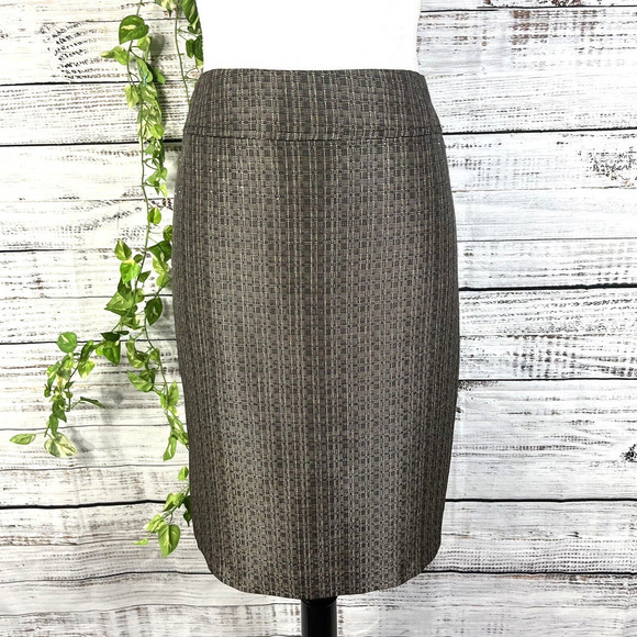 Jones Studio Skirt size 8 Gold Copper Tweed Pencil Knee Career Professional Slim - Picture 1 of 10